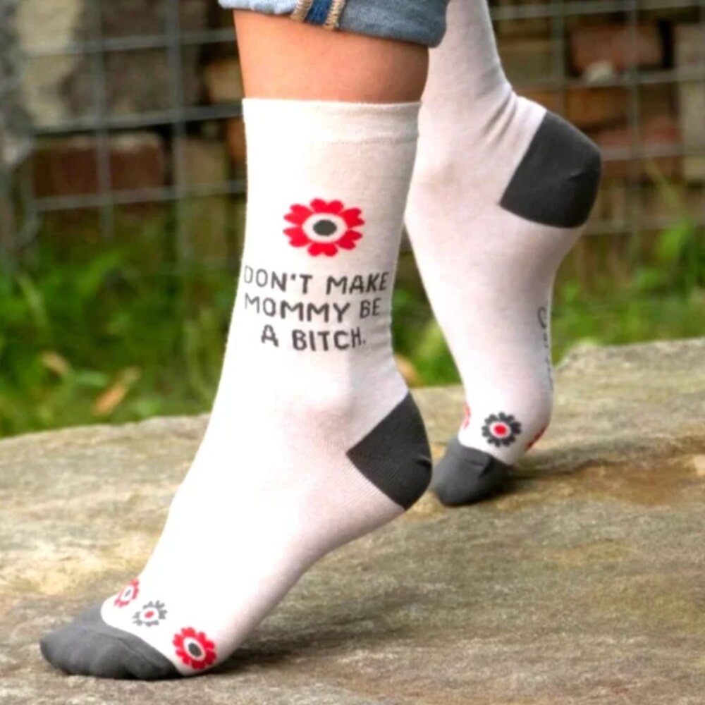 Blue Q Don't Make Mommy Crew Socks